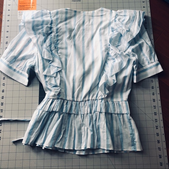 J crew ruffle wrap top in stripe S NWT - Picture 5 of 5